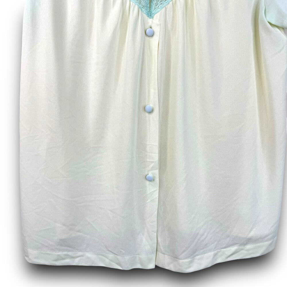 Vintage Gossard Artemis Nylon Sleepwear Top Pale Yellow Blue Lace Size Medium - Picture 3 of 6